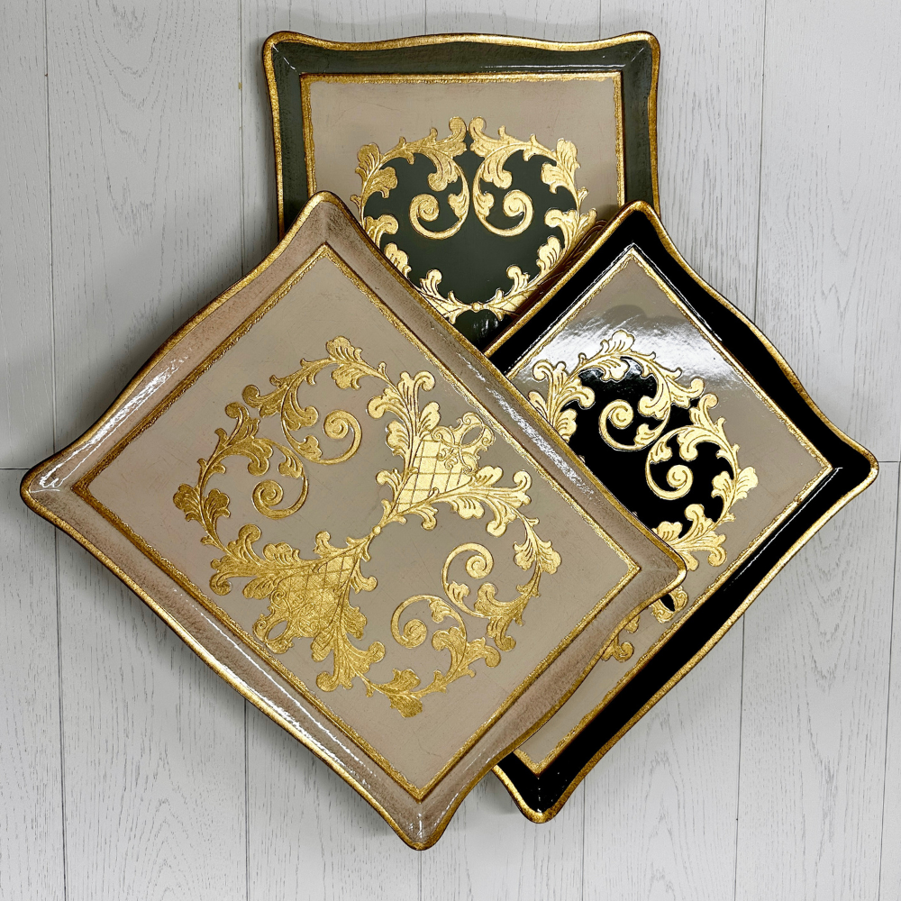 Florentino Baroque Rectangular Tray, Villa Blue