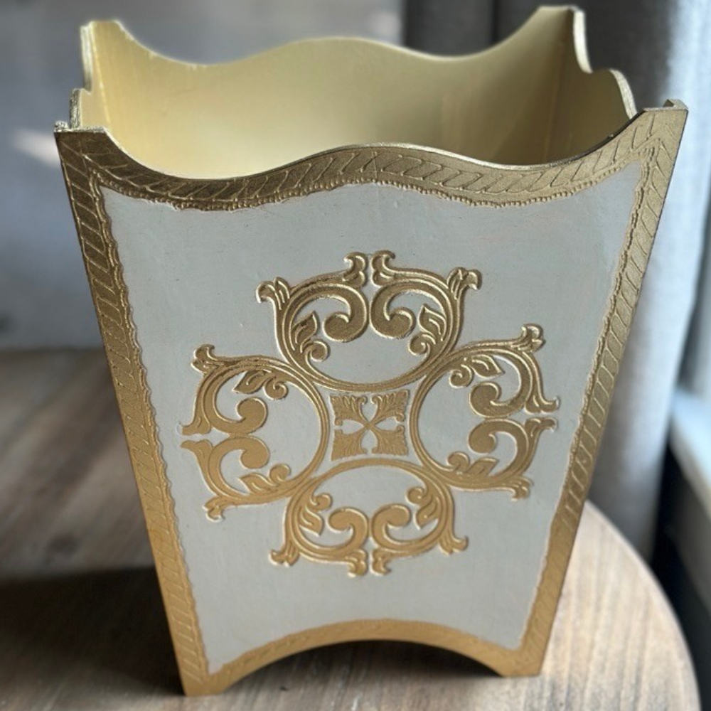 Florentino Baroque Wooden Waste Basket - NEW