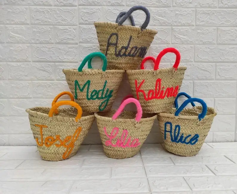 French basket, Straw tote bag, Grocery bag, woven bag