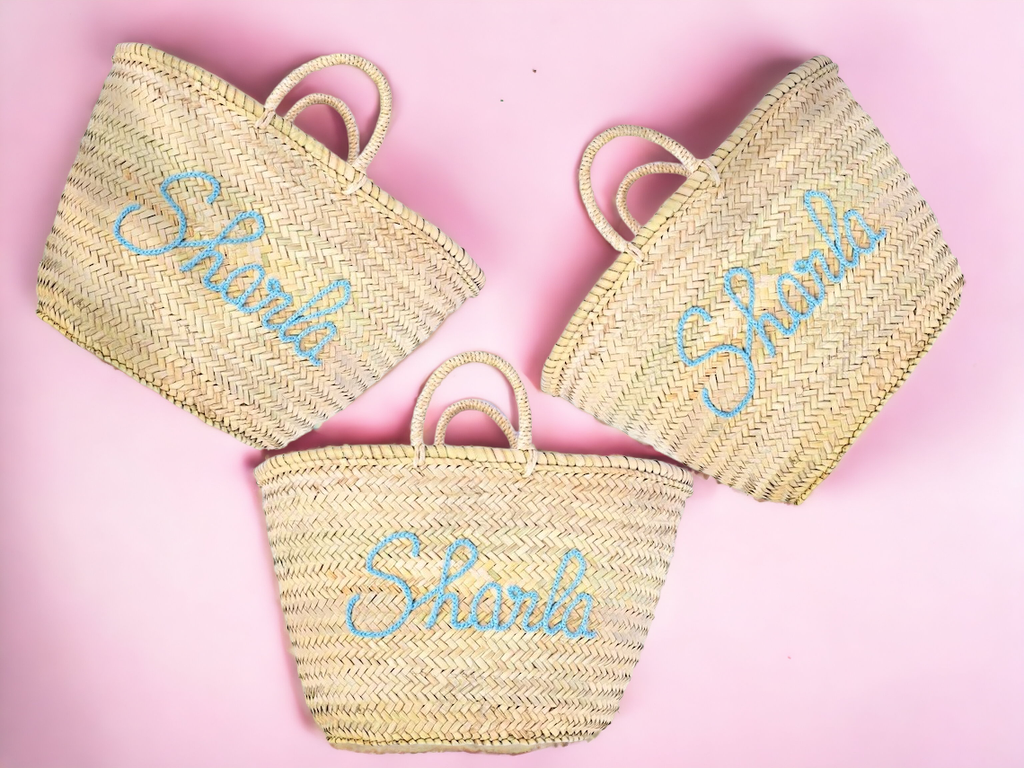 French basket, Straw tote bag, Grocery bag, woven bag