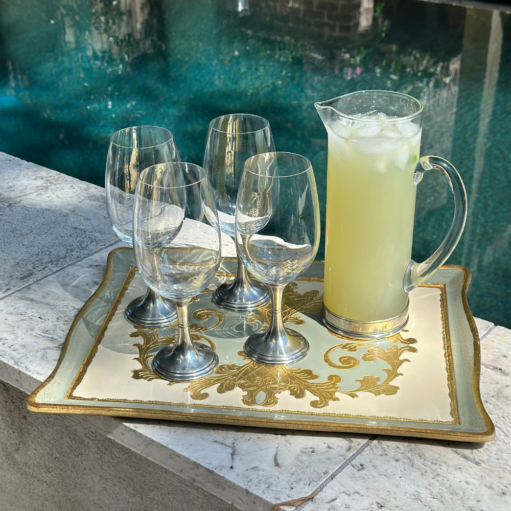 Florentino Baroque Rectangular Tray, Villa Blue