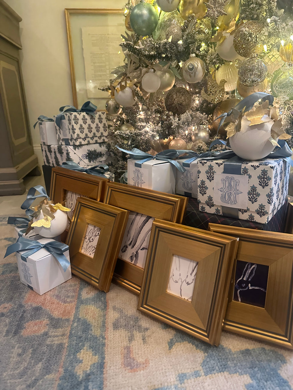 Hunt Slonem Custom Framed Bunny Prints