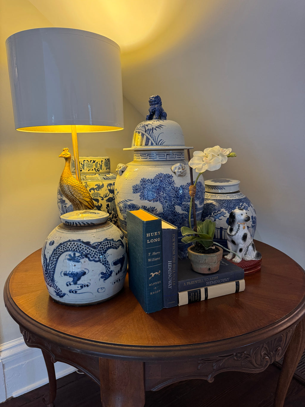 Vintage Temple Jar Lion Motif