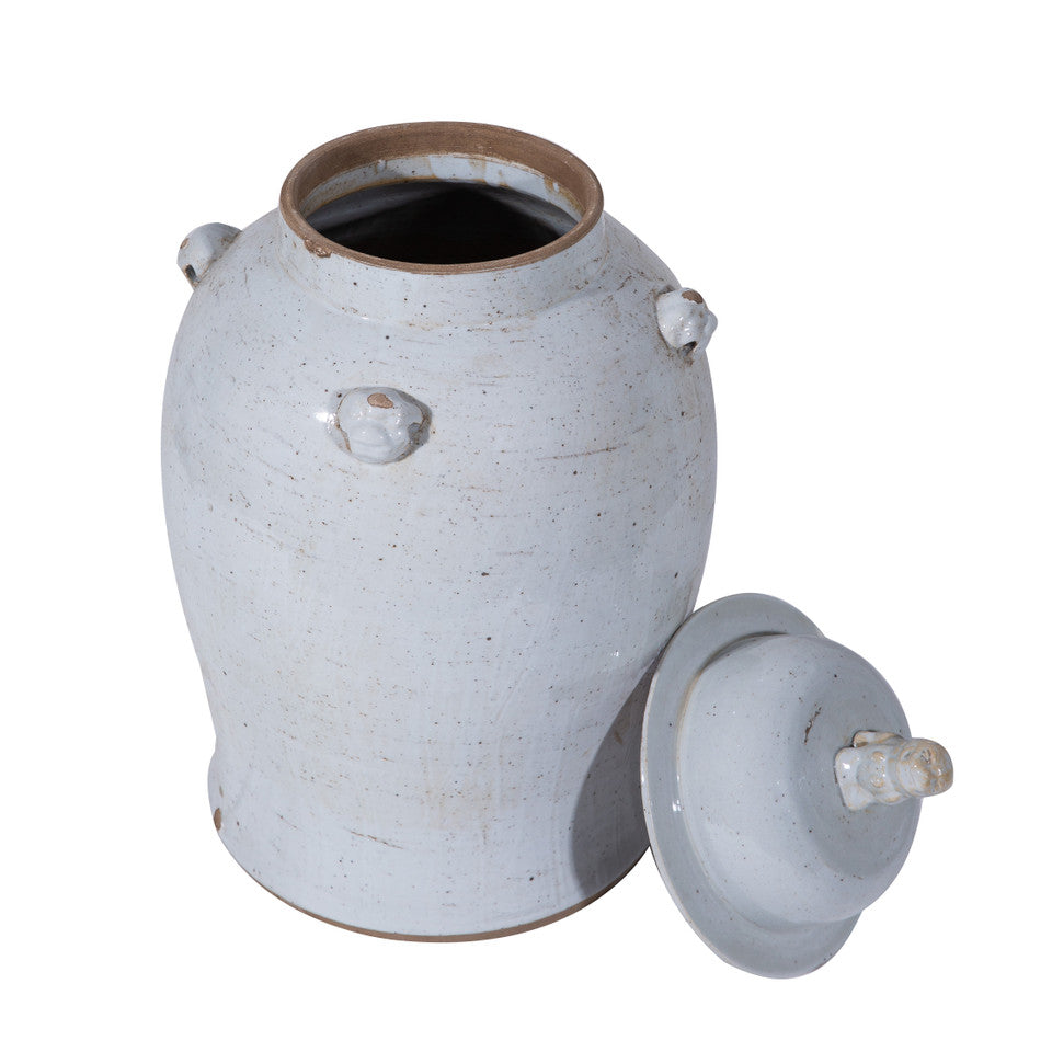 Vintage White Temple Jar