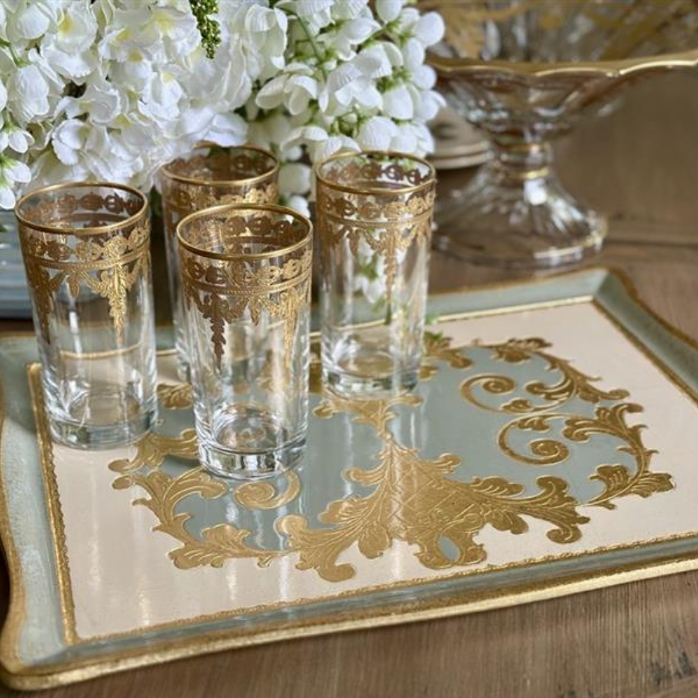 Florentino Baroque Rectangular Tray, Villa Blue