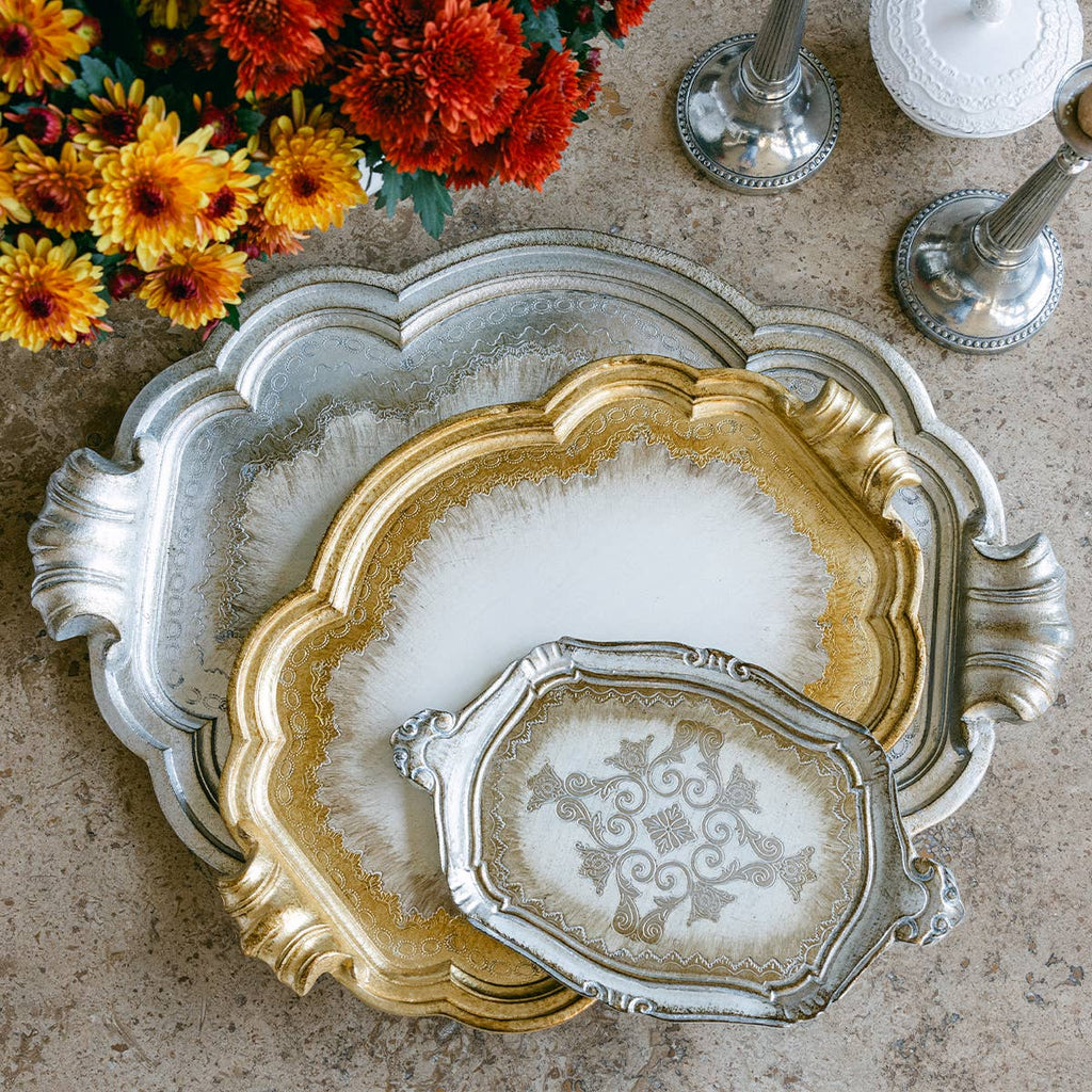 Small Antique Florentino Wooden Tray